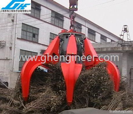 Single Rope Motor/Electro Hydraulic Orange Peel Grab for Waste Stee