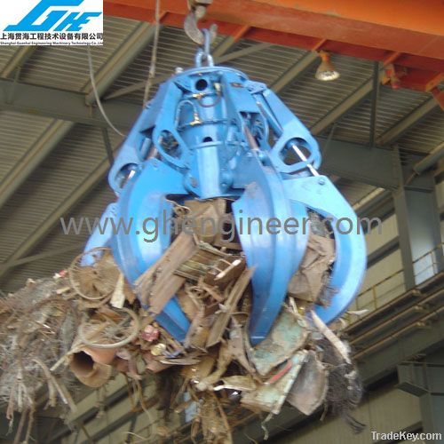 Single Rope Motor/Electro Hydraulic Orange Peel Grab for Waste Stee