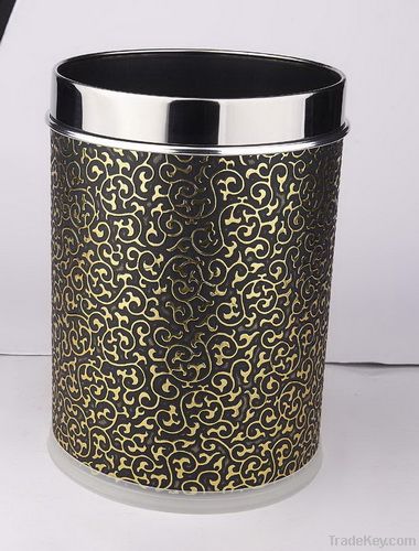 Plastic Dustbin with PU Leather