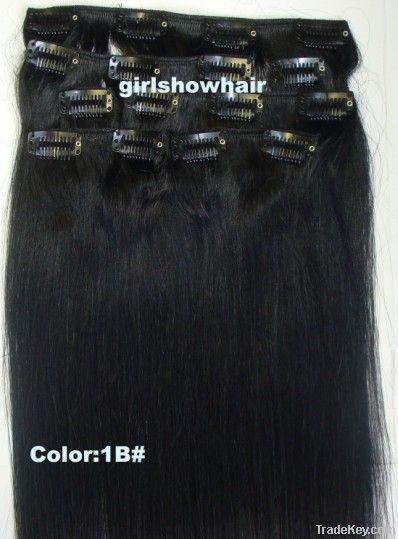 7PCS Fashionable Straight Clip in Hair Real Human Hair Extensions