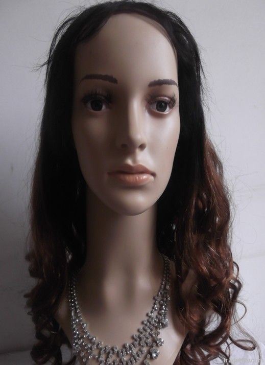 Indian human hair full lace wig, body wave two tone hair wig