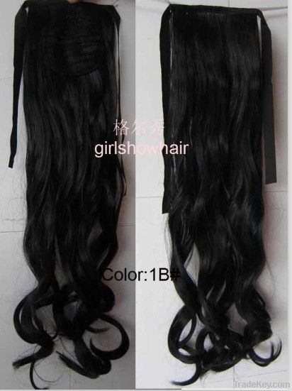 High quality wholesale Long Wavy Curly Ponytail Hair Extensions For Bl