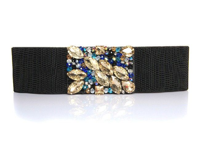 women elastic rhinestone belts