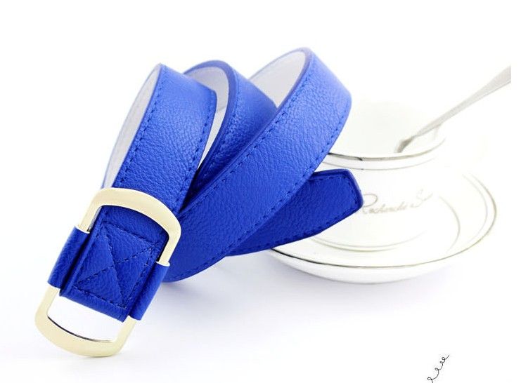 Blue Color Cheap Lady PU Belt with No Hole 