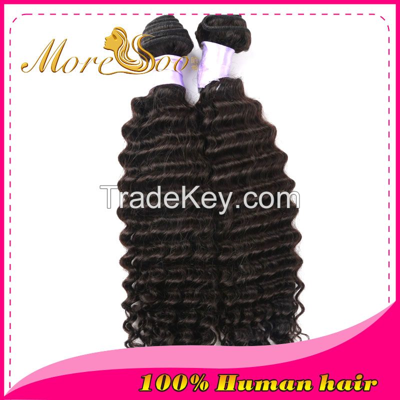 Moresoo high quality unprocessed natural color 6A indian Deep weave virgin  human hair