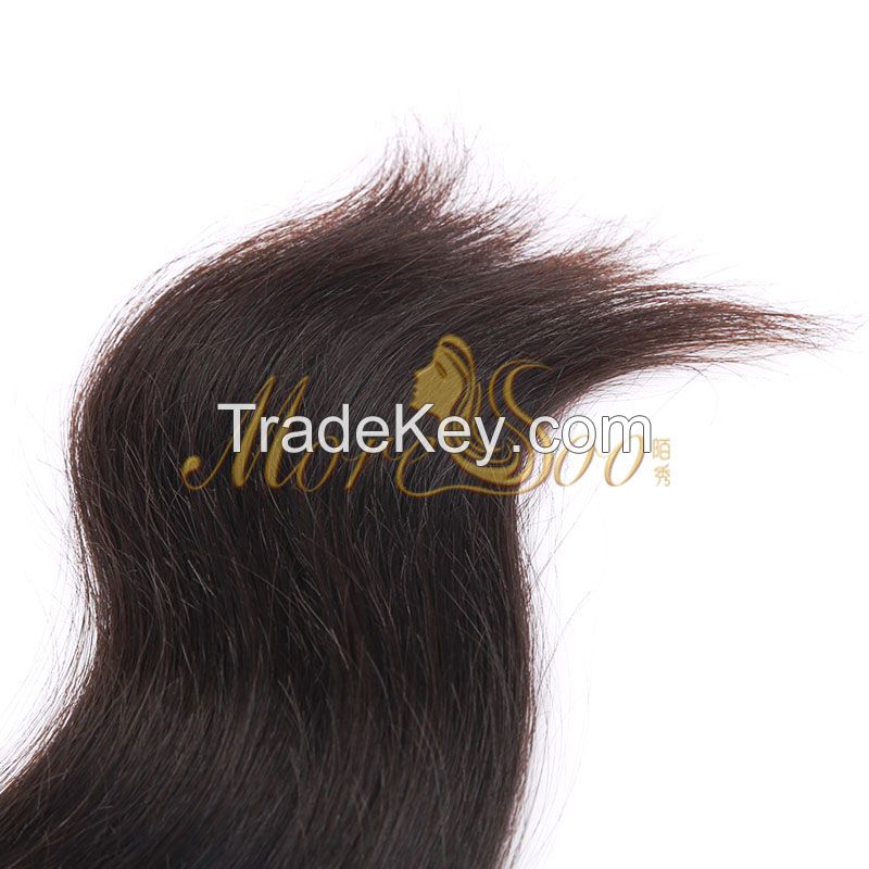 Moresoo high quality unprocessed natural color 6A brazilian straight virgin  human hair