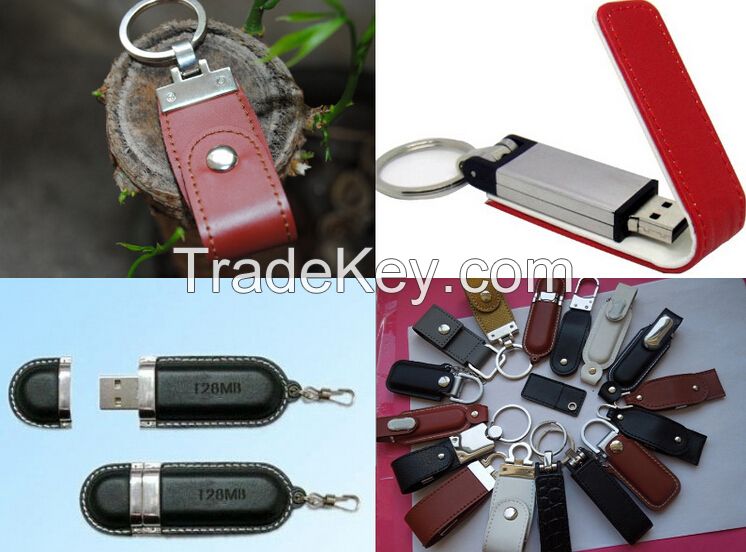 Leather USB pen drive with free logo