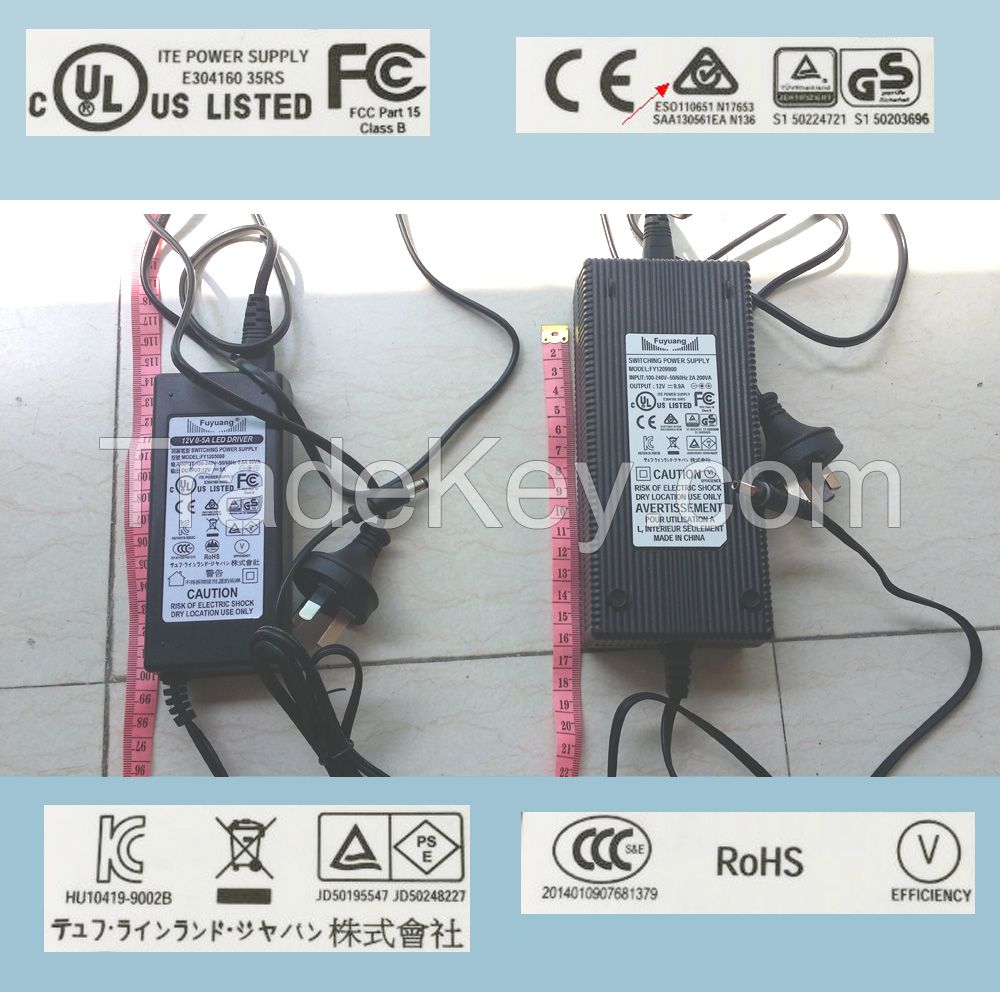 DC Power Supply 120W 24V 5A Adapter UL ARRROVED With Plug Wire