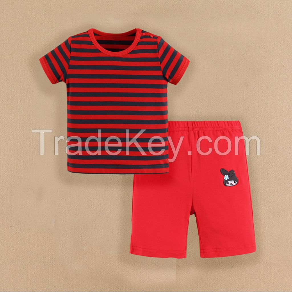 2015 baby clothes 100% cotton baby suits summer short sleeve