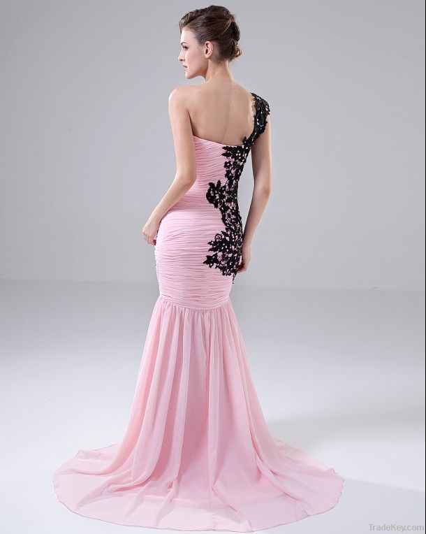 Celebrity Mermaid One-Shoulder Chiffon Floor Length Celebrity Dress