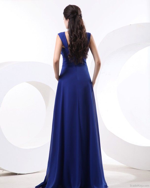 Chiffon Ruffle Shoulder Straps Floor Length Bridesmaid Dress Gown