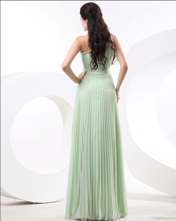 Empire One Shoulder Floor Length Chiffon Women's Bridesmaid Dress