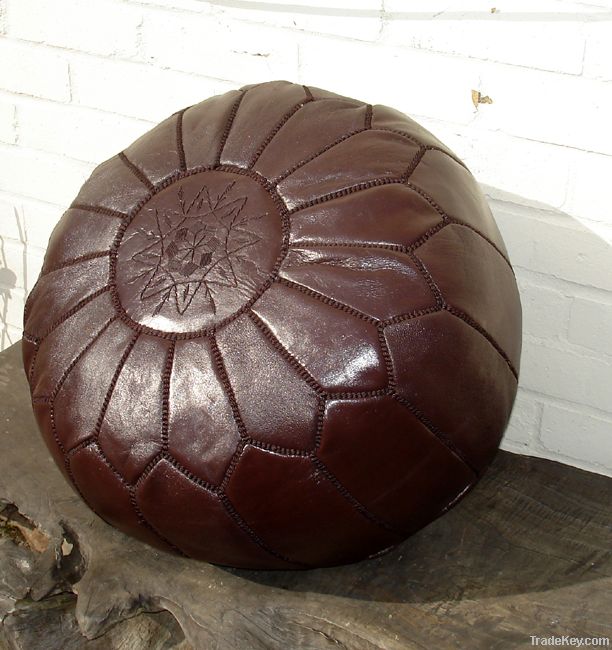 Moroccan Leather Pouffes - Ottoman Foot Stool