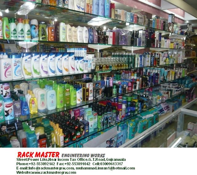 Cosmetic Rack, Crockery Rack, Glass Shelve Rack, Display Rack, Super Store rack, Warehouse Rack