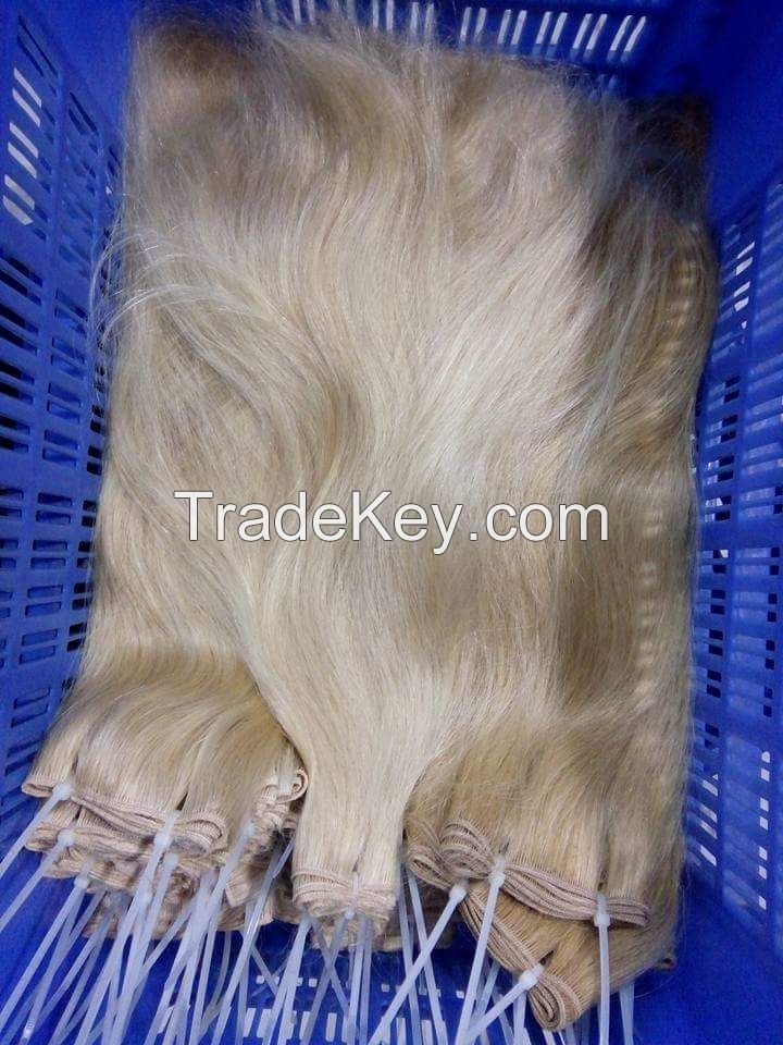 human hair machine weft