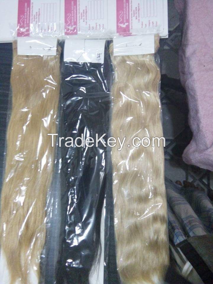 human hair machine weft