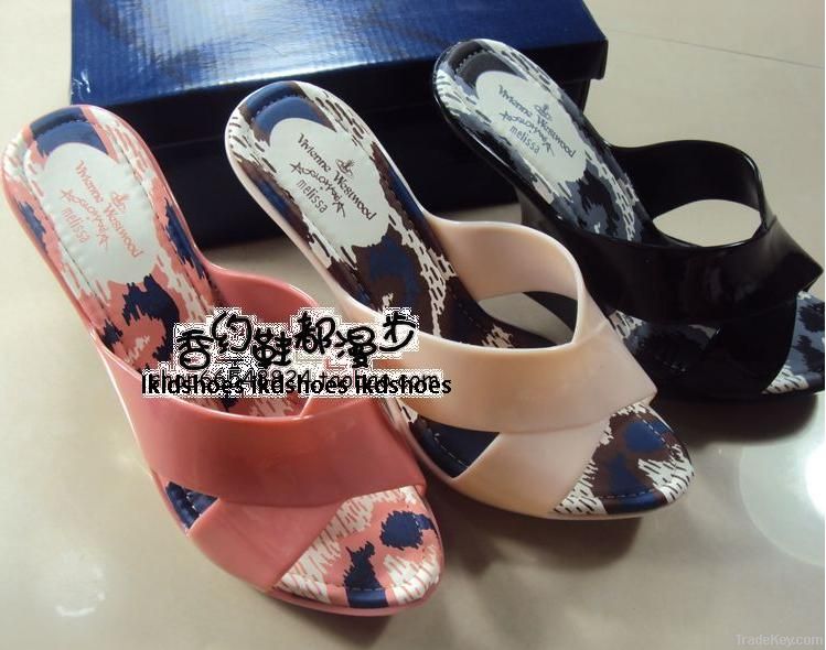 Women Jelly Heels Sandle Plastic Shoes