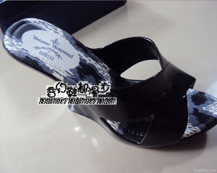 Women Jelly Heels Sandle Plastic Shoes