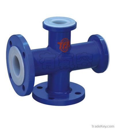 PTFE PFA FEP TEFLON ETFE PVDF line pipe fitting cross