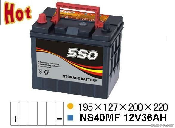 NS40MF 12v 36ah maintenance free car batttery