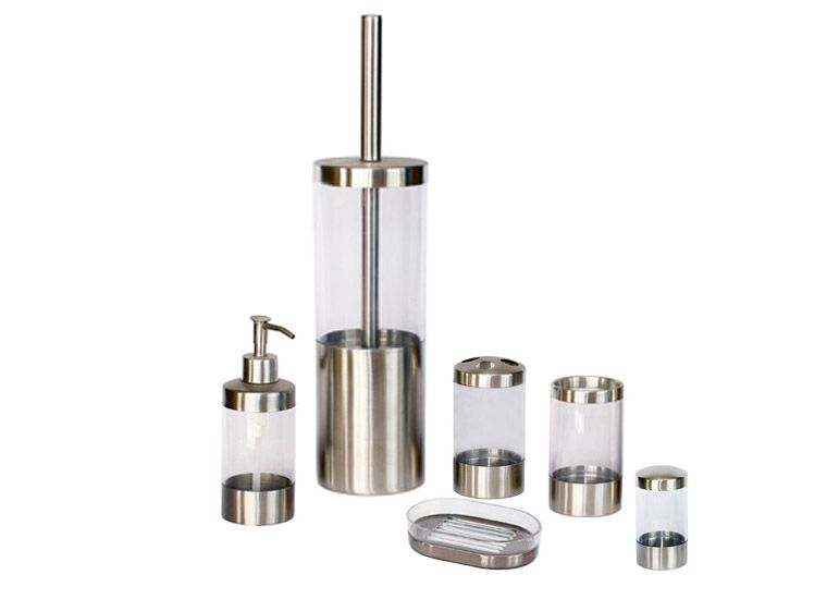 6pcs Acrylic Bathroom Set With Stainless Steel Parts