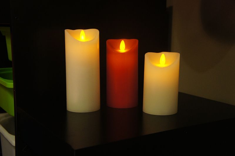 Battery operated Moving wicked led flameless luminara candle 