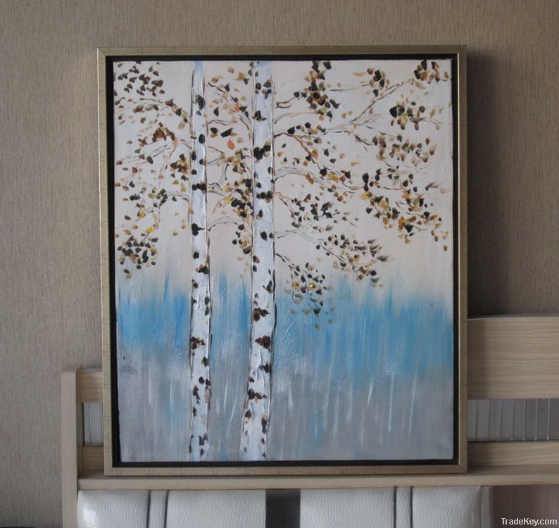 Handpainted Acrylic Painting Silver birch