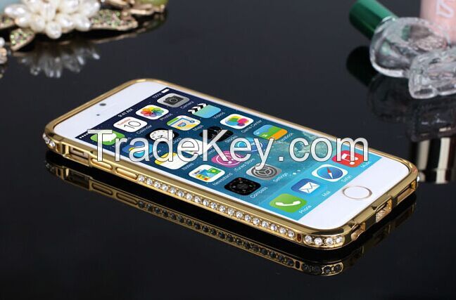 Metal Bumper + Diamond Ring Cover Bling Phone Case For iPhone 6