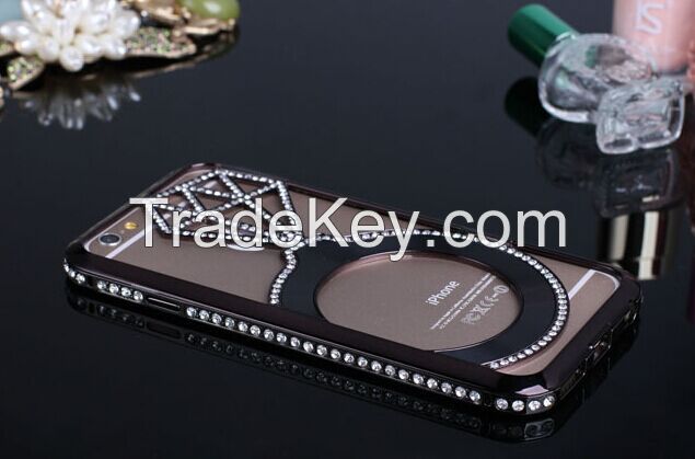 Metal Bumper + Diamond Ring Cover Bling Phone Case For iPhone 6