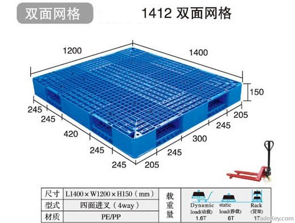 Double-faced nestable plastic pallet