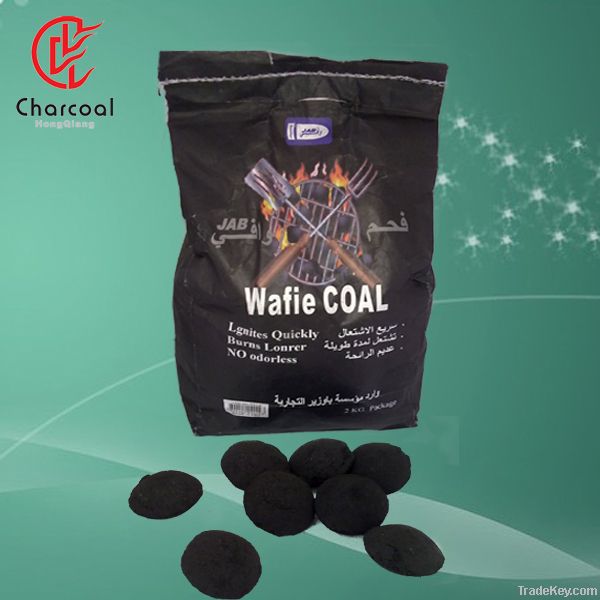 Pillow shape charcoal barbecue briquette