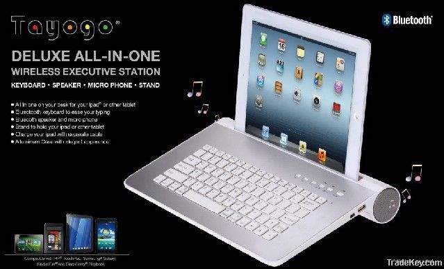 Bluetooth keyboard with bluetooth speaker for  IPAD/Tablet