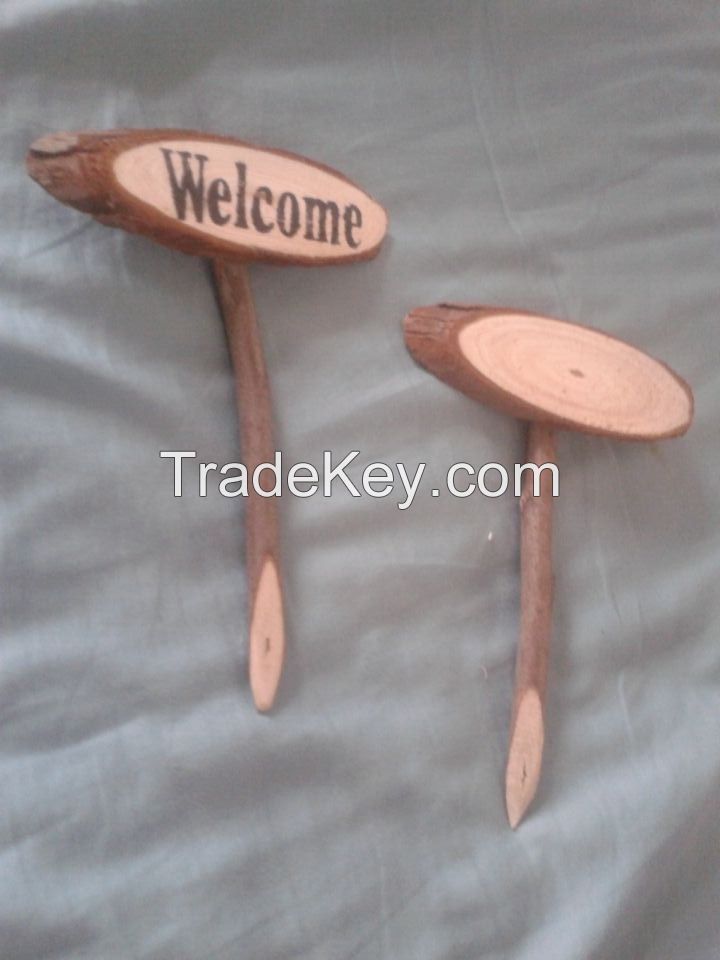 Wooden Welcome Stick, Garden Wooden Pick