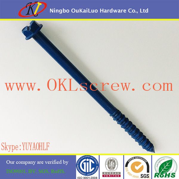 Blue Slotted Hex Head Concrete Screws