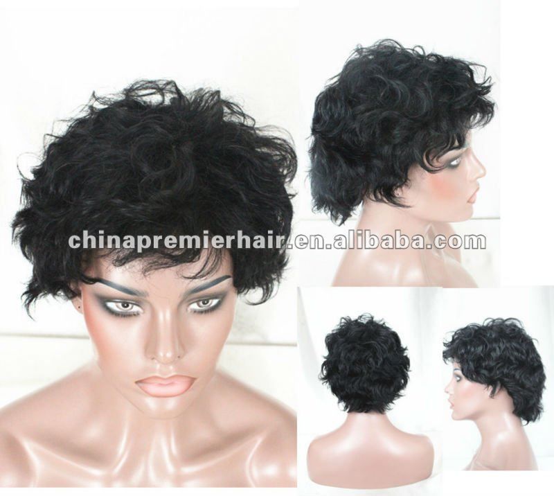 Cheaper Short Brazilian Virgin Human Hair Glueless Cap Machine Made Fashion Old Lady Wigs 5" Length JZ-2