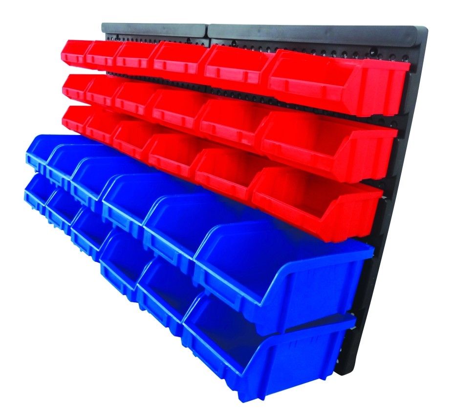 storage organizer with plastic storeage bins kit wall mounted parts bin