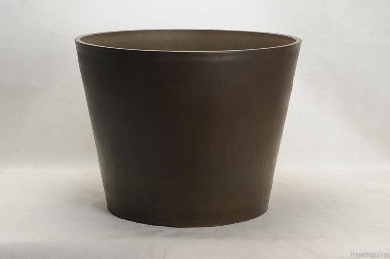 plastic, wood and stone flower pot