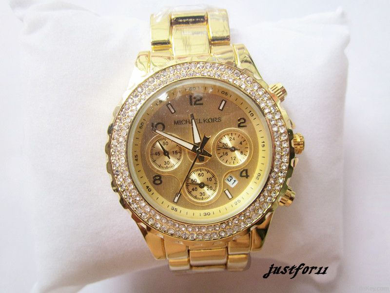 wholesale cheap MK watch , rhinestone golden watch , hot sell watch