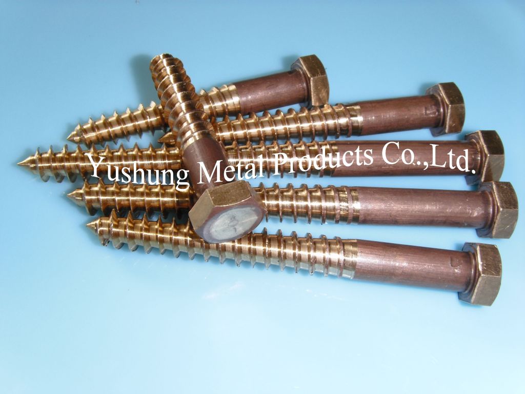 SILICON BRONZE HEX LAG BOLTS WITH FULL BODY,CUTTING THREADS