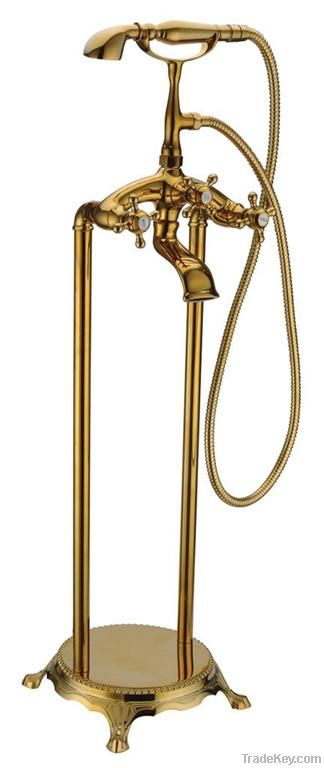 Archaize bathtub faucetï¼Golden floor-type bathtub faucet