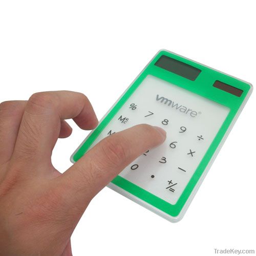 Ultra Thin Solar Power Touch Screen Transparent Promotional Calculator