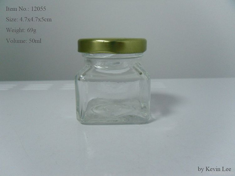 Square Glass jar with Gold Lids (from 50ml-1000ml)
