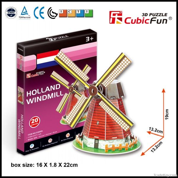 CubicFun original 3d building puzzle-Holland Windmill model