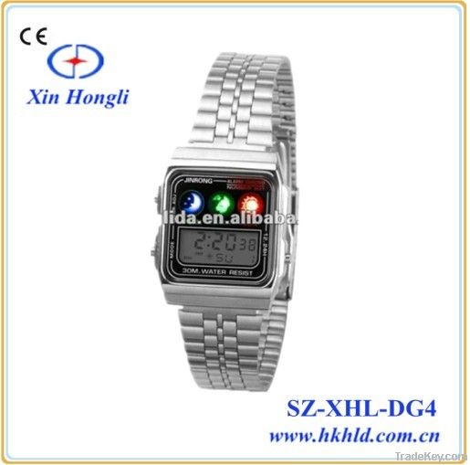 New arrival, 3.9$, Muti-function S/S strap watch with led, digital led