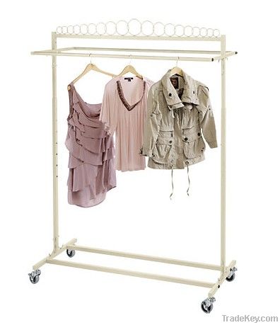 Ivory Double Rolling Rack for Hnging Clothes