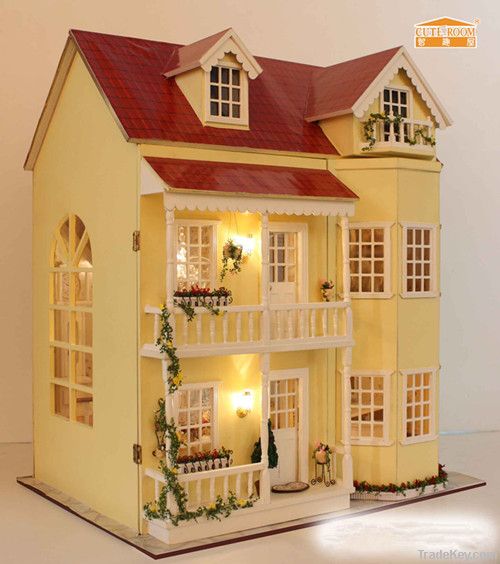 Fashion new wooden diy model miniature dollhouse, wooden educational t