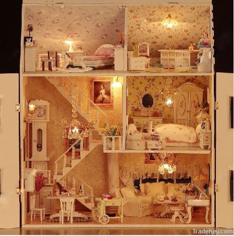 2013 DIY doll house, dollhouse with furniture, wooden dollhouse miniat