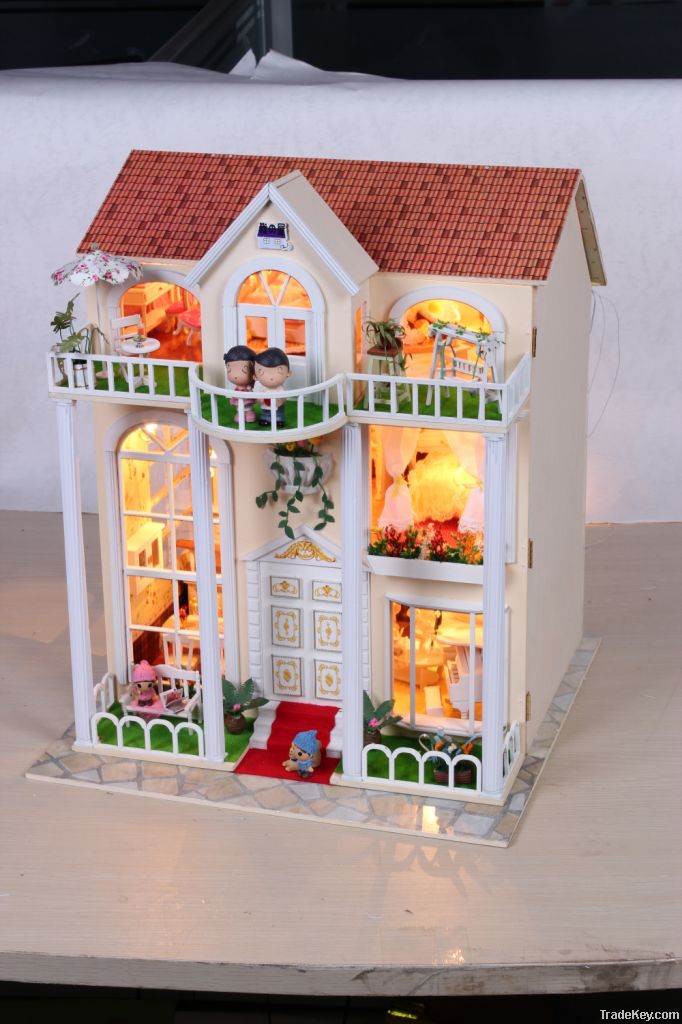 2013 DIY doll house, dollhouse with furniture, wooden dollhouse miniat