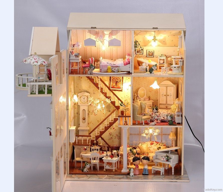 2013 DIY doll house, dollhouse with furniture, wooden dollhouse miniat