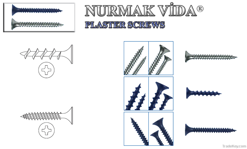 Plaster (drywall) screws countersunk head with cross recess